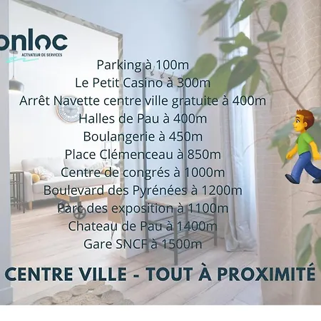 Onloc - Agreable Appart Centre - 2 Pers - Parking * Pau